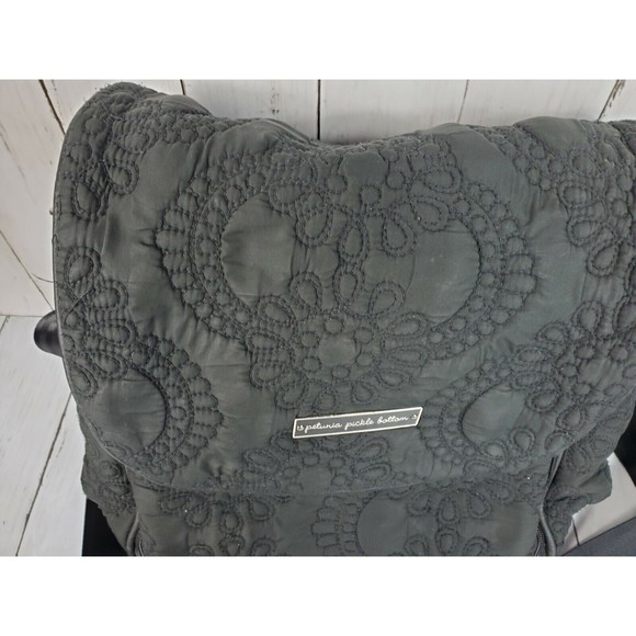 Petunia Pickle Bottom Diaper Bag Cross Body Backpack Quilted Black Floral Design - Picture 2 of 12